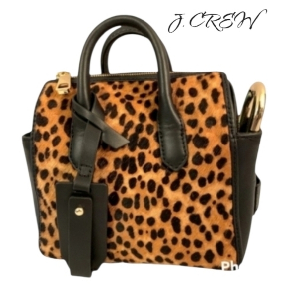 J. Crew Handbags - Crew Harper Mini Satchel Crossbody Leopard Calf Hair